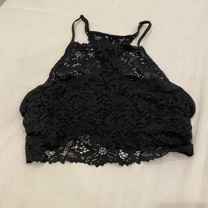 Aerie Floral Lace Black Bralette Small